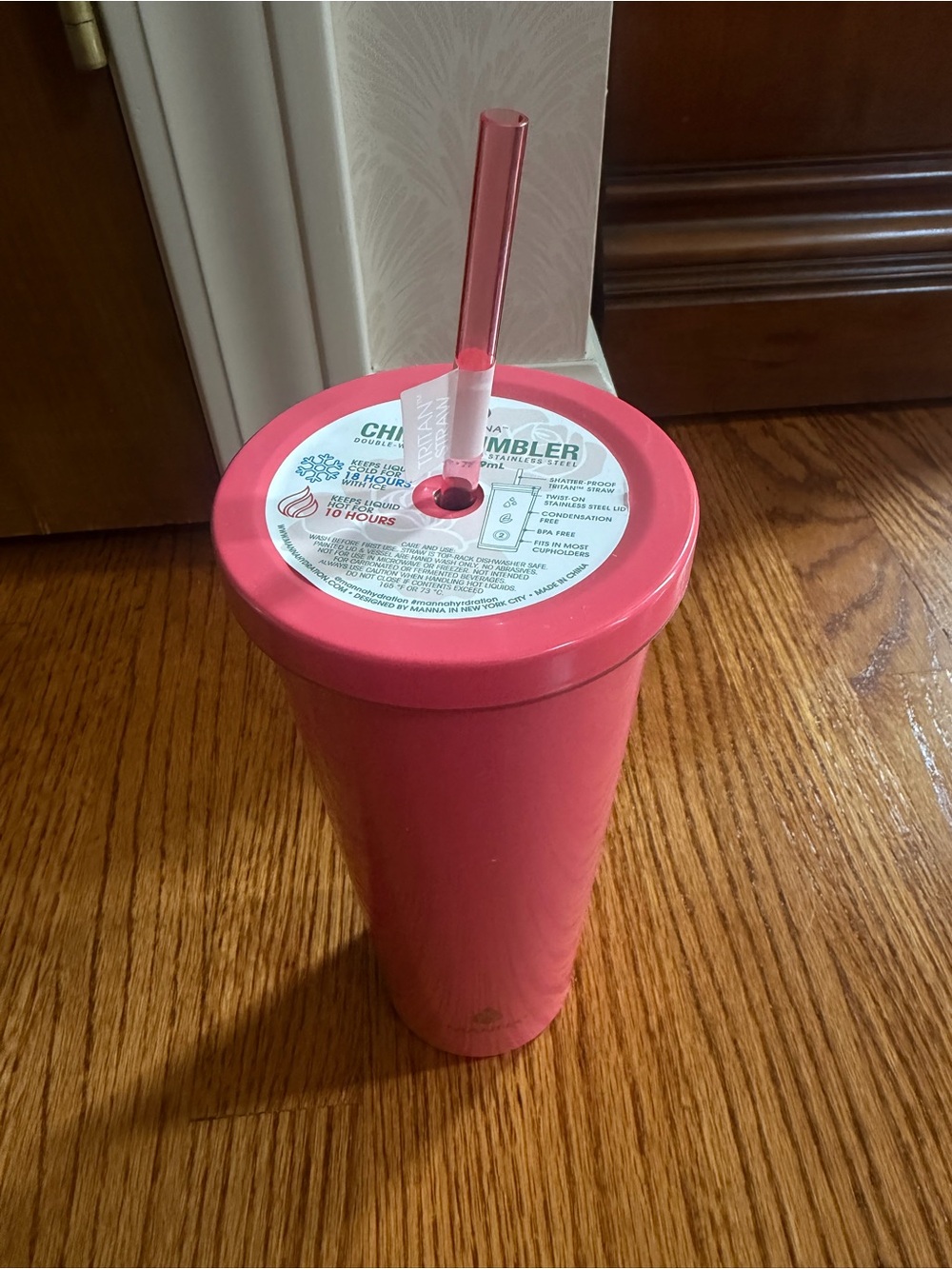 Pink Insulated Tumbler with Reusable Straw